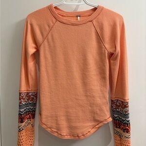 Free People Top with Patterned Sleeves